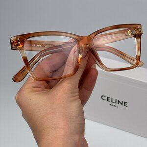 Celine CL50023F 056 BRAND NEW Eyeglasses Flamed Orange Havana Butterfly Women